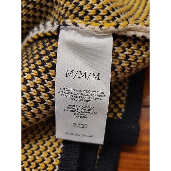 Cabi Sweater Coat Toggle Jacket Yellow Blue Ivory Plaid Check Hooded Size Medium - Picture 10 of 10